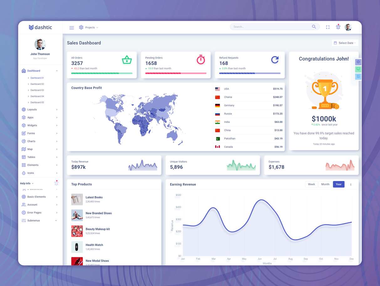 Dashtic-Codeigniter Admin & Dashboard Template